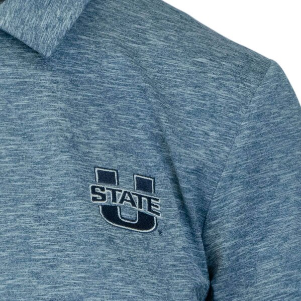 U-State Navy Heathered Polo Short-Sleeve Women's